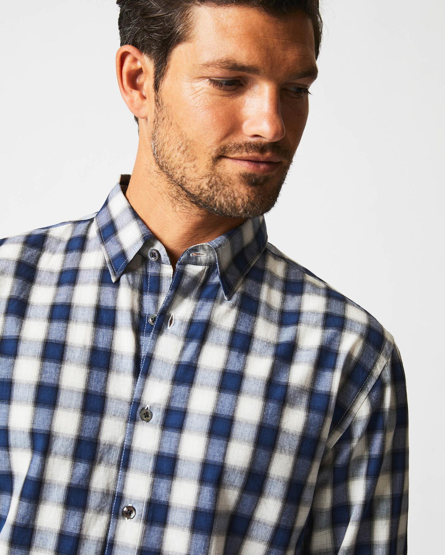 Men Shadow Plaid Tuscumbia Shirt Hidden Bd Blue/natural | Billy Reid Shirting