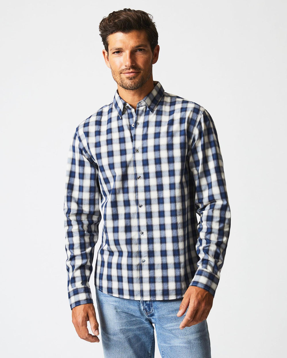 Men Shadow Plaid Tuscumbia Shirt Hidden Bd Blue/natural | Billy Reid Shirting