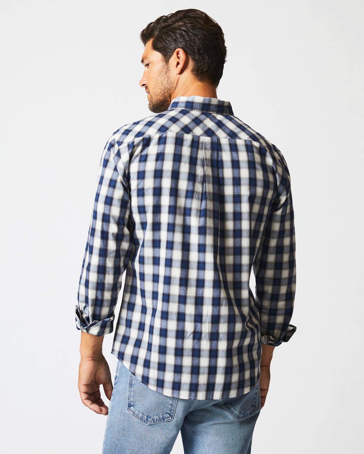 Men Shadow Plaid Tuscumbia Shirt Hidden Bd Blue/natural | Billy Reid Shirting