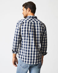 Men Shadow Plaid Tuscumbia Shirt Hidden Bd Blue/natural | Billy Reid Shirting