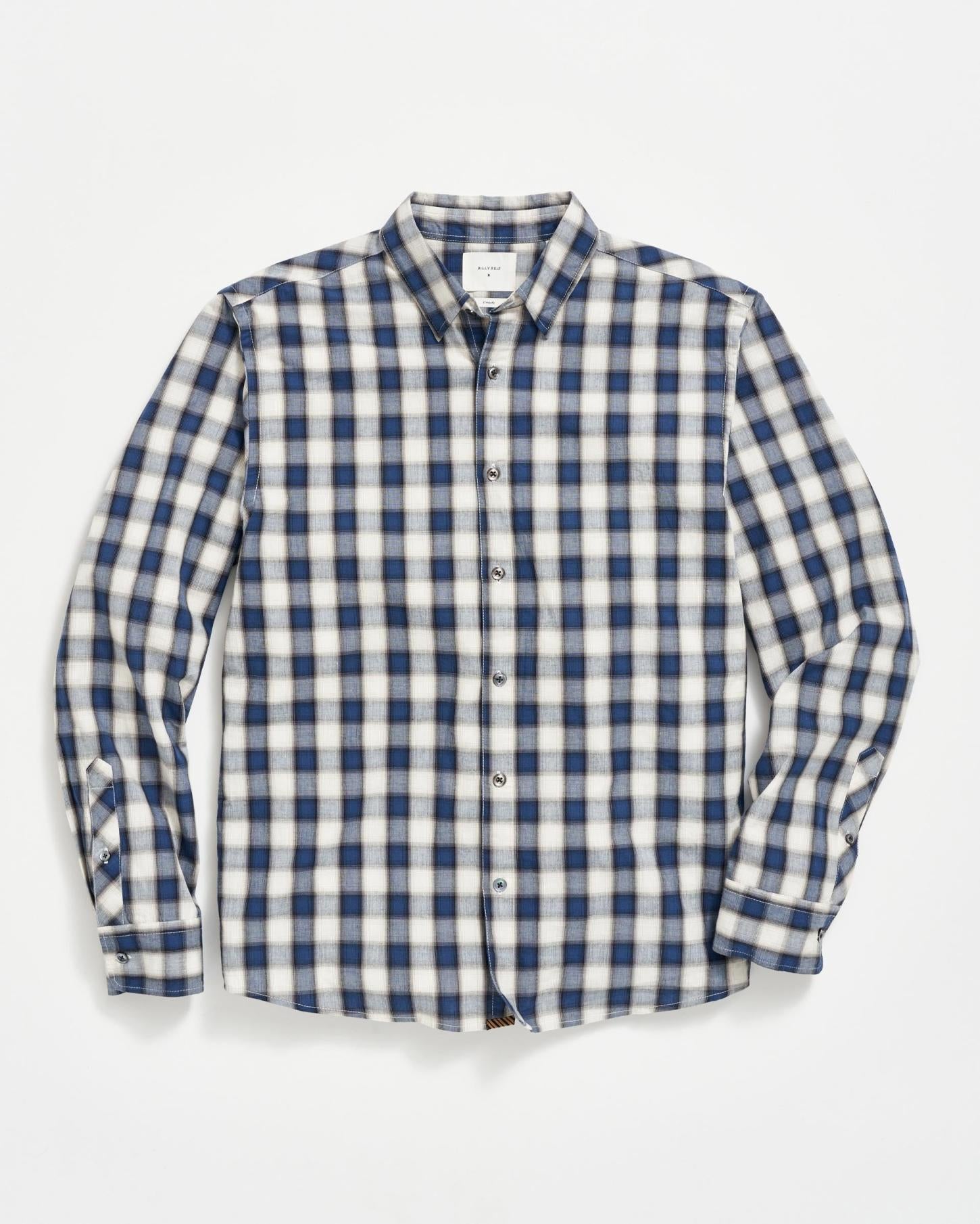 Men Shadow Plaid Tuscumbia Shirt Hidden Bd Blue/natural | Billy Reid Shirting