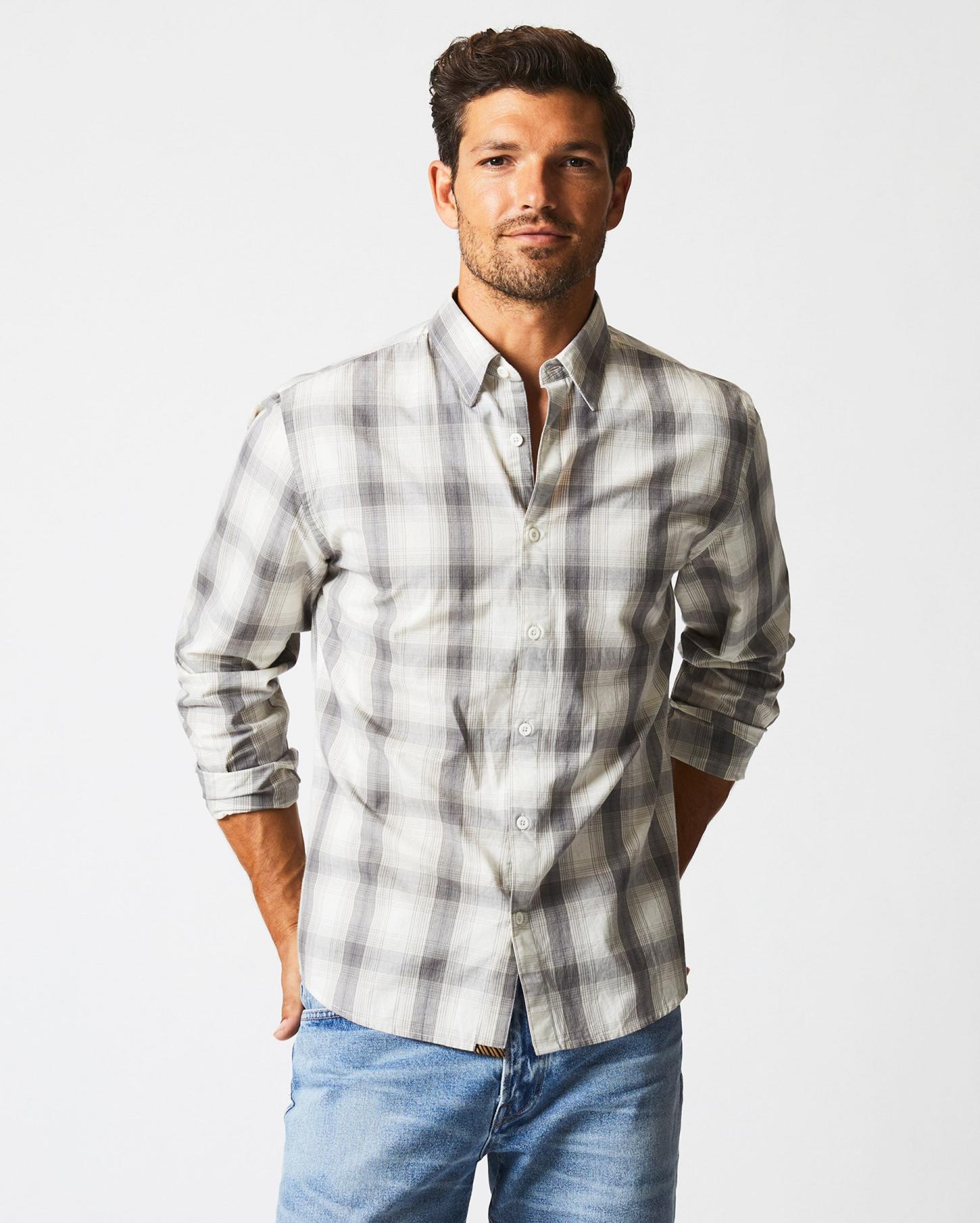 Men Shadow Plaid Tuscumbia Shirt Hidden Bd Grey/natural | Billy Reid Shirting