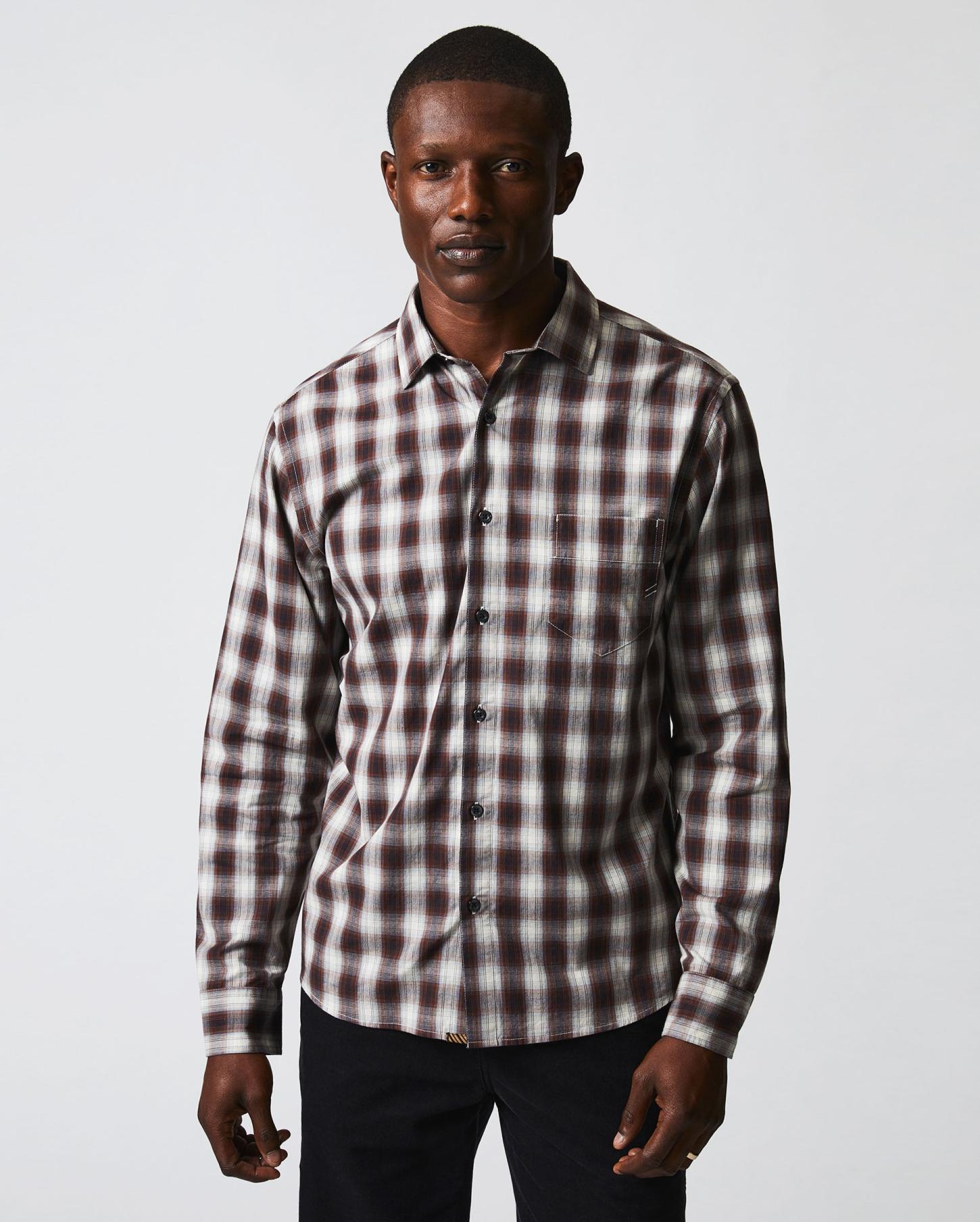 Men Shadow Plaid Tuscumbia Shirt Natural/multi | Billy Reid Shirting