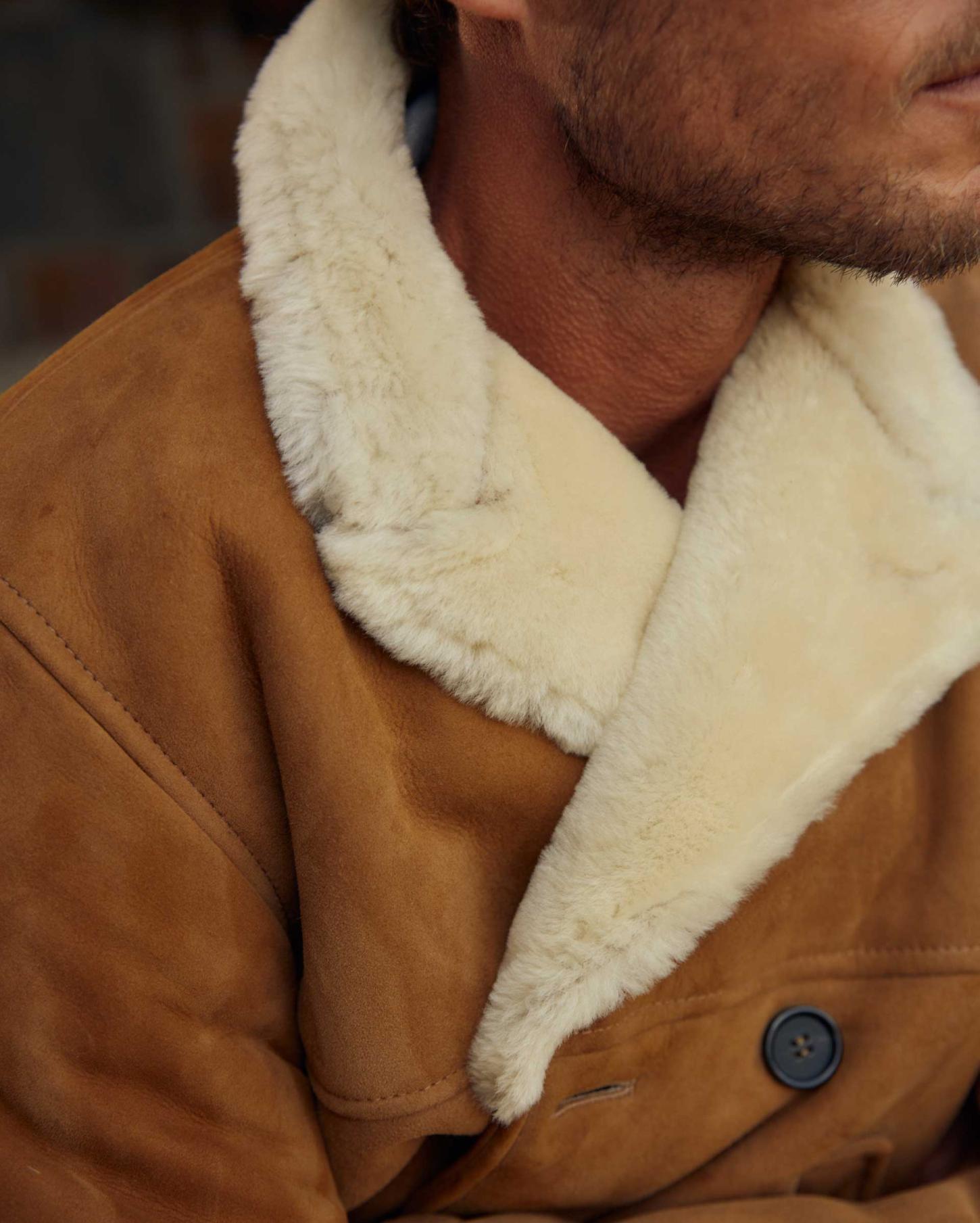 Men Shearling Bond Peacoat Honey | Billy Reid Jackets &amp; Outerwear