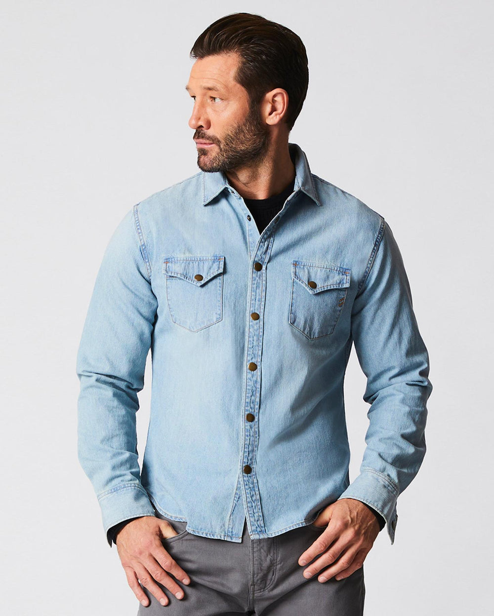 Men Shoals Denim Shirt Denim Wash | Billy Reid Shirting