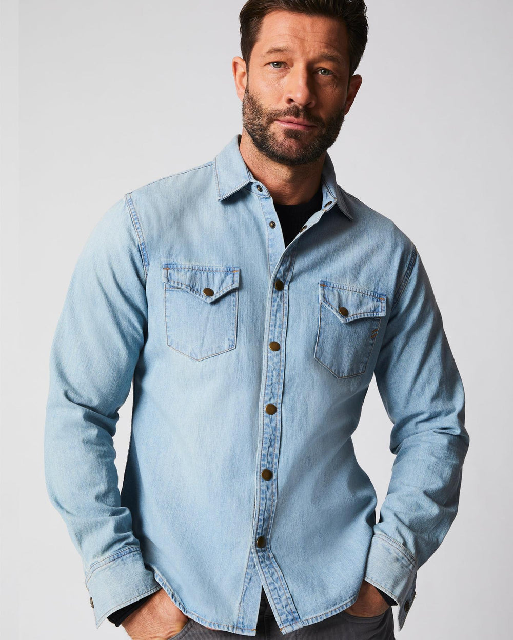 Men Shoals Denim Shirt Denim Wash | Billy Reid Shirting