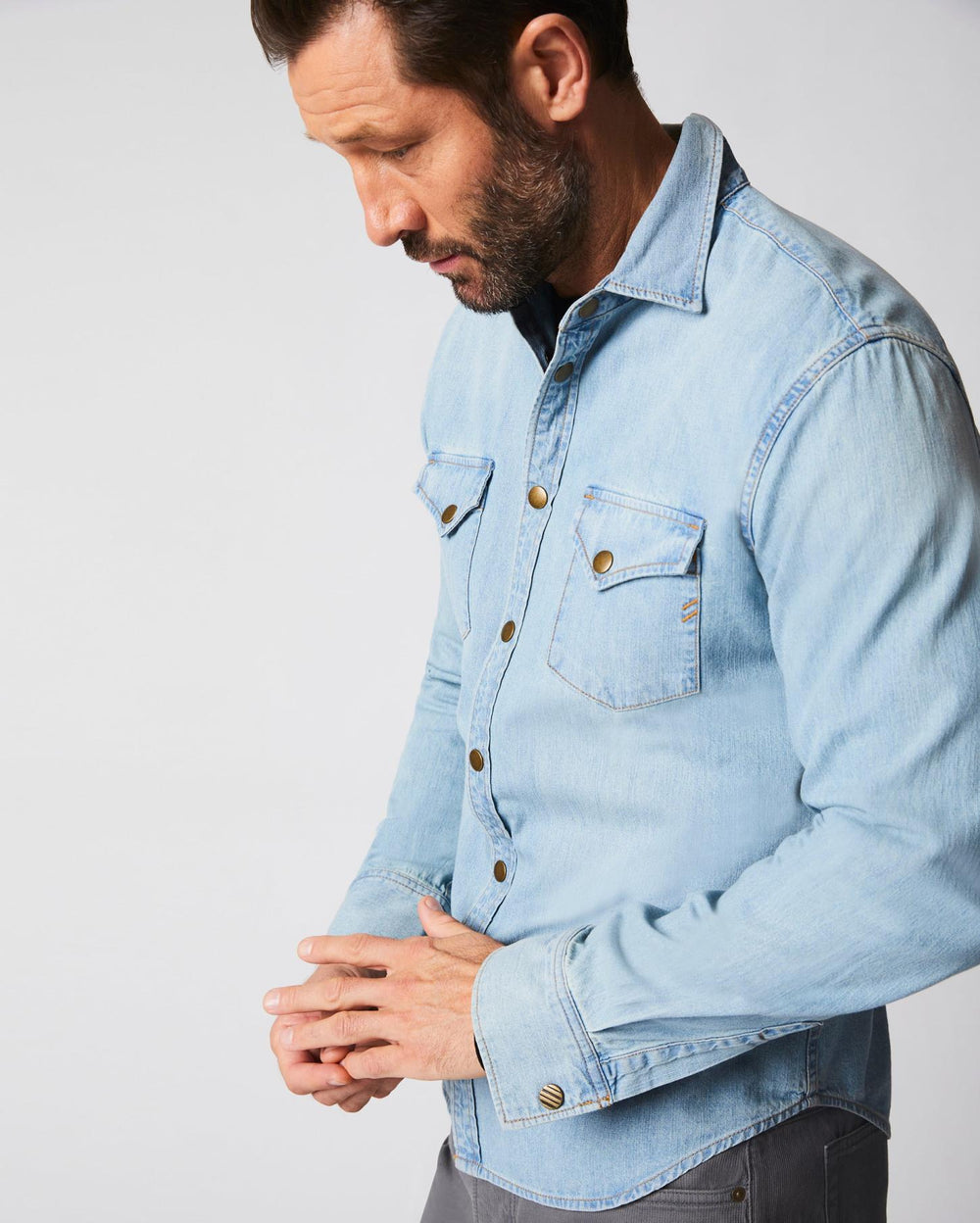 Men Shoals Denim Shirt Denim Wash | Billy Reid Shirting