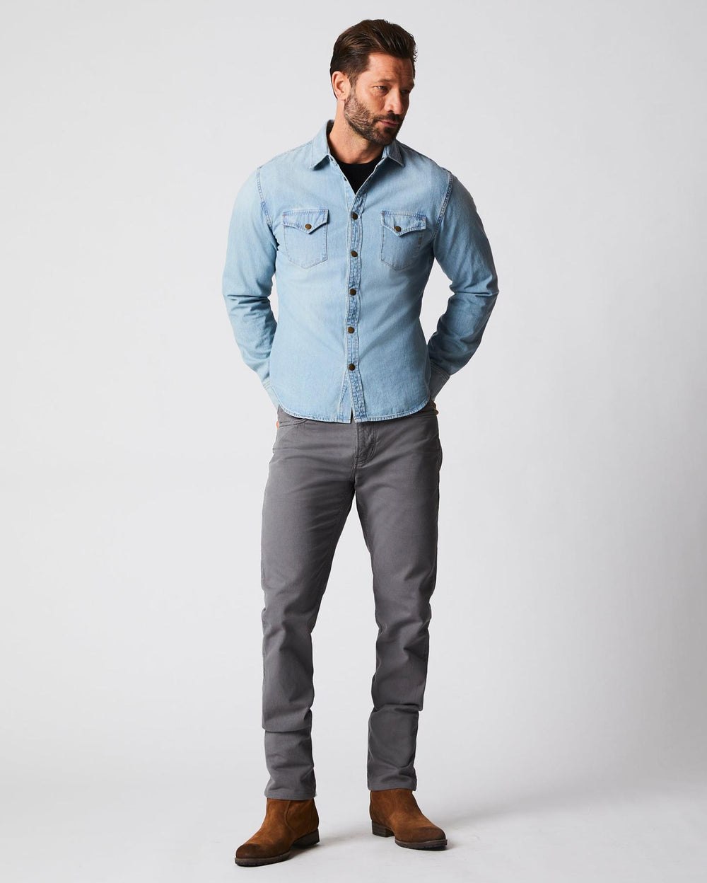 Men Shoals Denim Shirt Denim Wash | Billy Reid Shirting