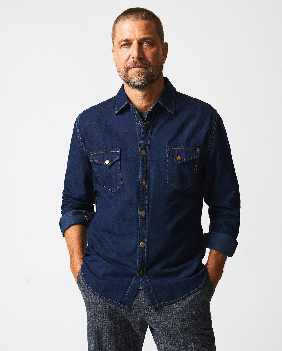 Men Shoals Denim Shirt Double Dye | Billy Reid Shirting