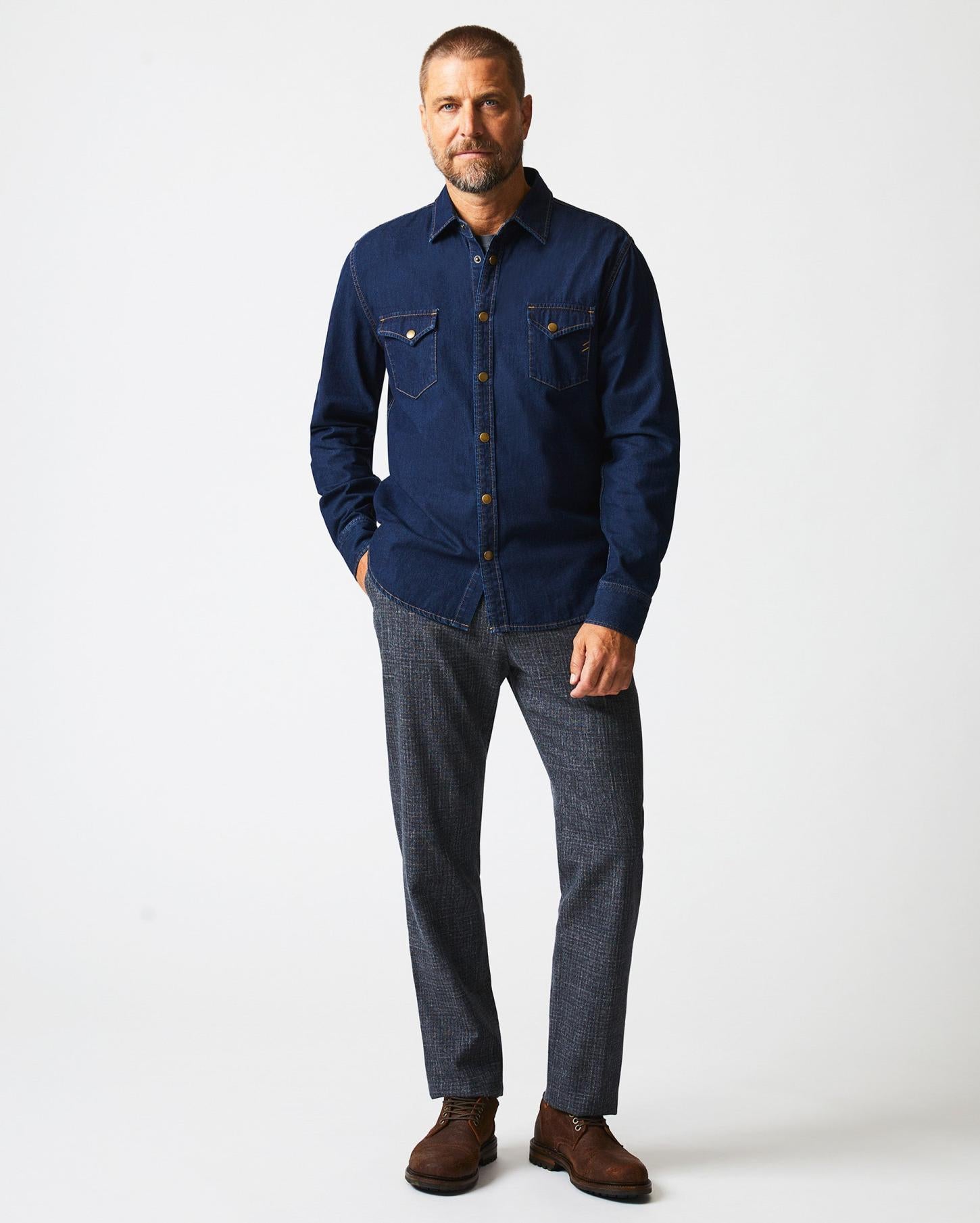 Men Shoals Denim Shirt Double Dye | Billy Reid Shirting