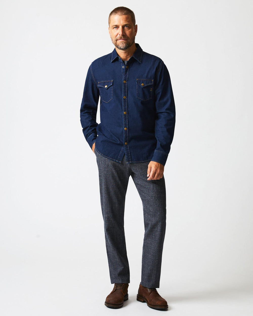 Men Shoals Denim Shirt Double Dye | Billy Reid Shirting
