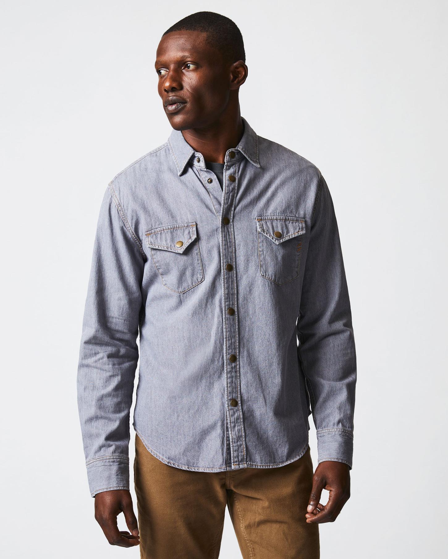 Men Shoals Denim Shirt Grey Wash | Billy Reid Shirting