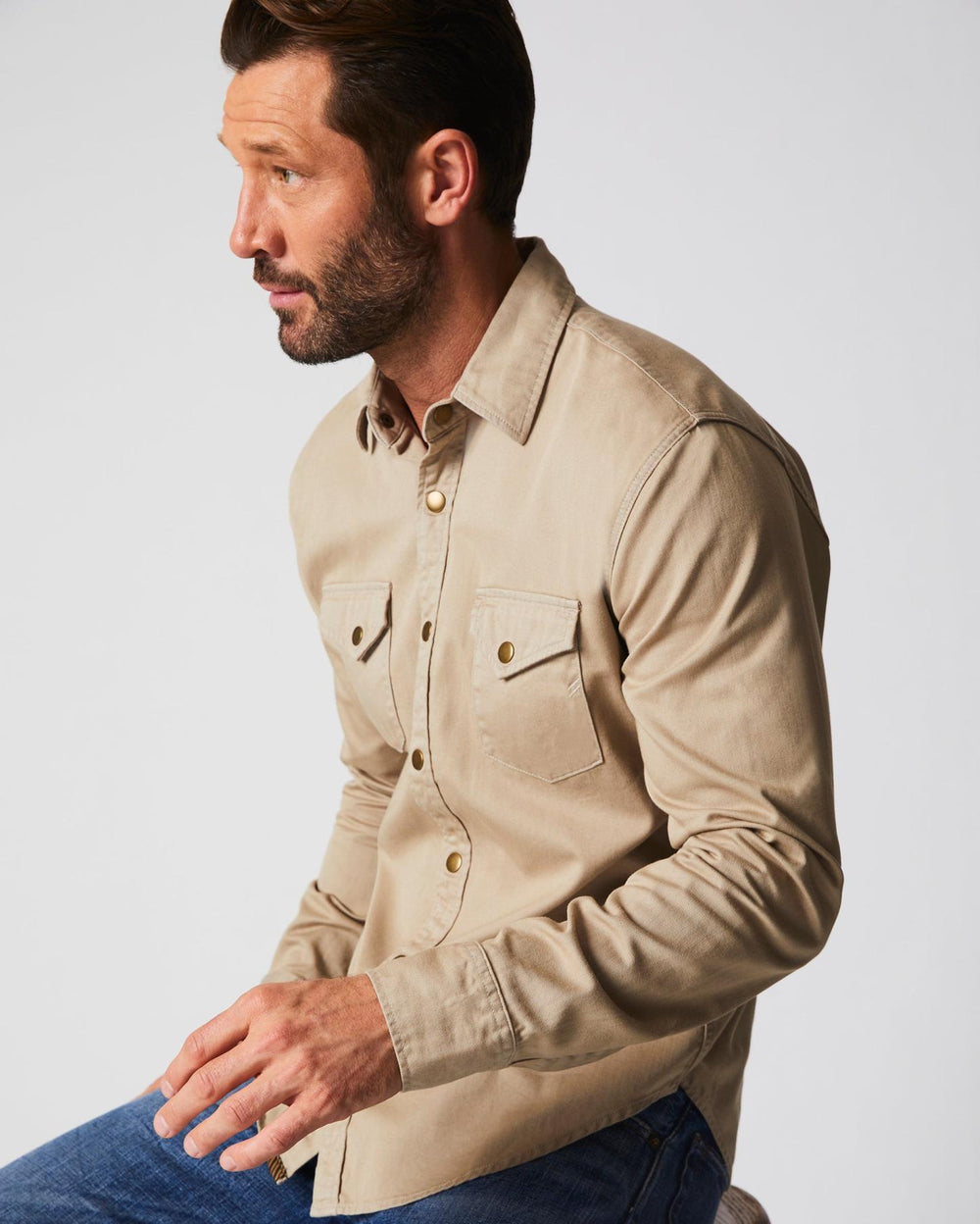 Men Shoals Twill Shirt Khaki | Billy Reid Shirting