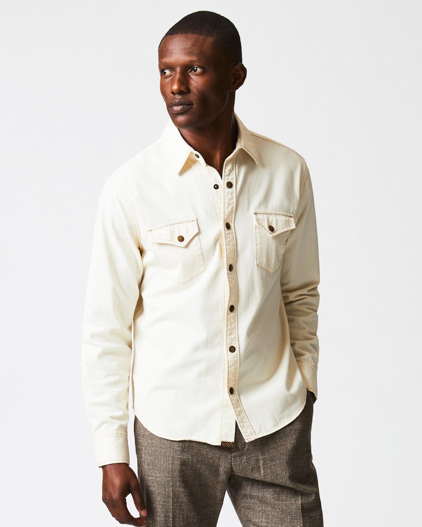 Men Shoals Twill Shirt Natural | Billy Reid Shirting