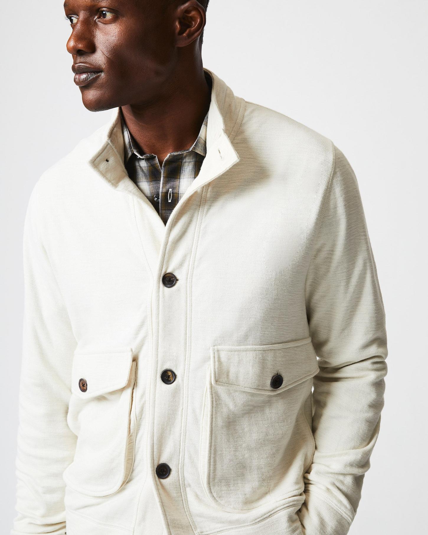 Men Slub Cotton Cardigan Tinted White | Billy Reid Sweaters &amp; Sweatshirts