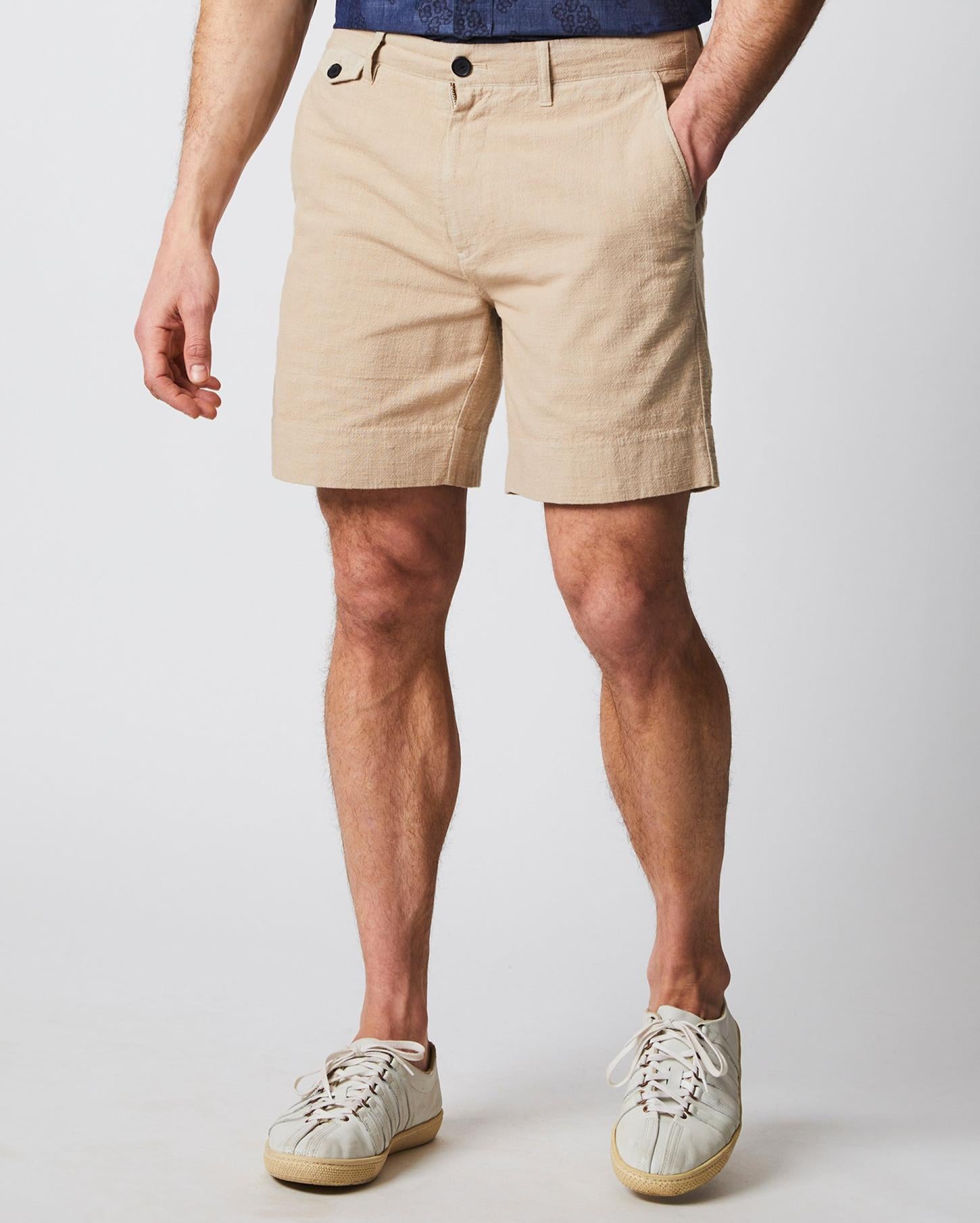 Men Slub Cotton Short Khaki | Billy Reid Bottoms