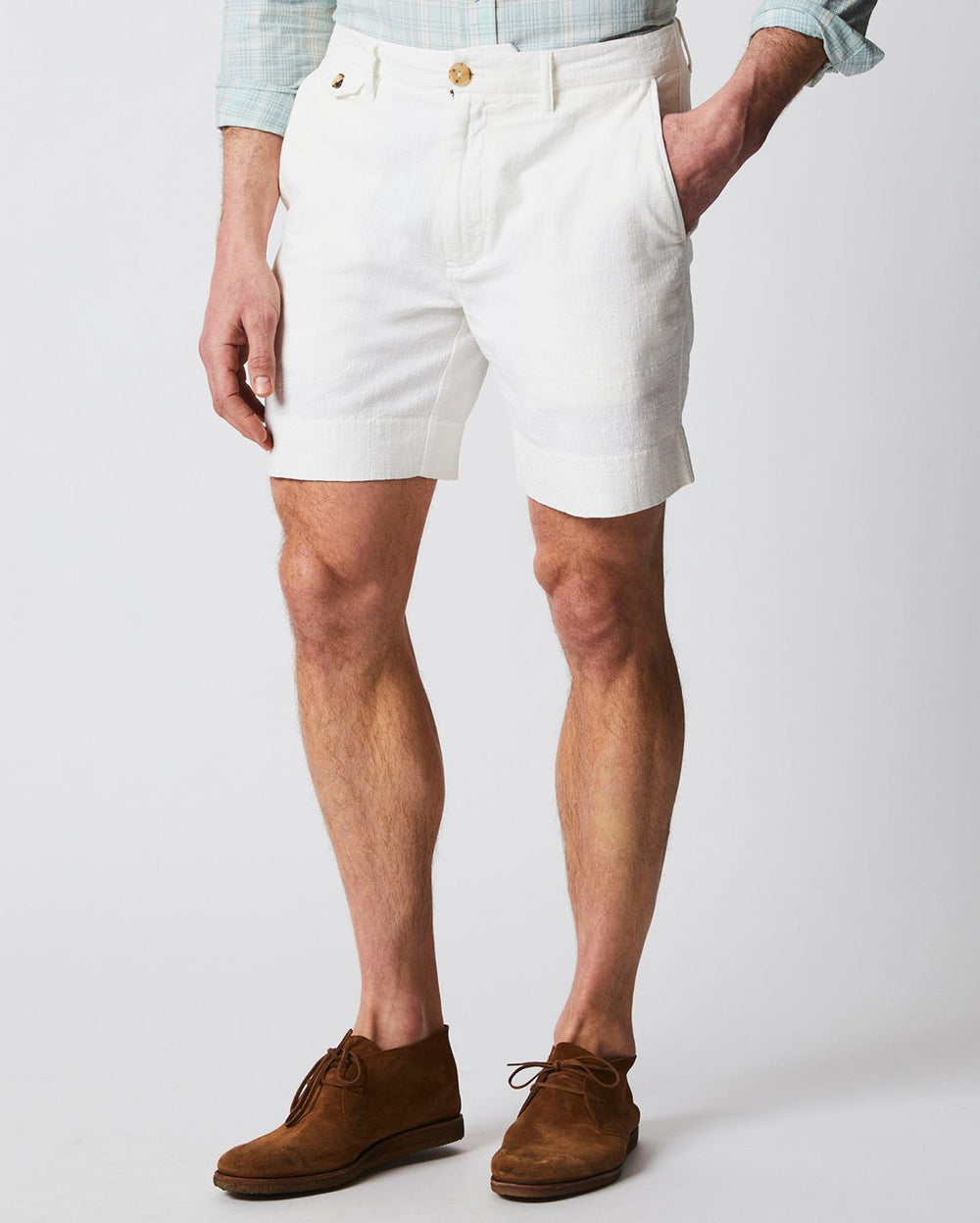 Men Slub Cotton Short Tinted White | Billy Reid Bottoms