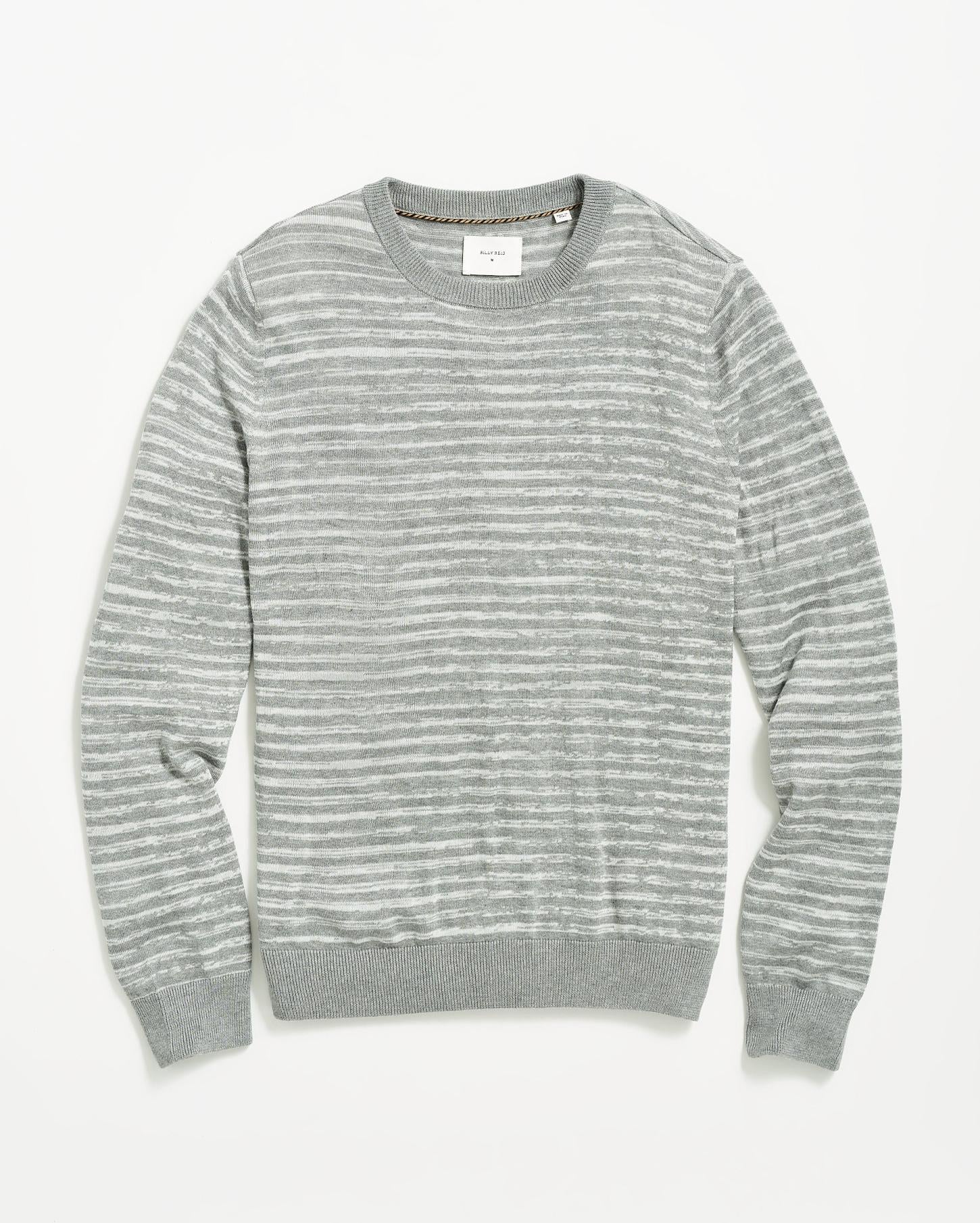 Men Space Dye Stripe Crew Grey | Billy Reid Sweaters &amp; Sweatshirts