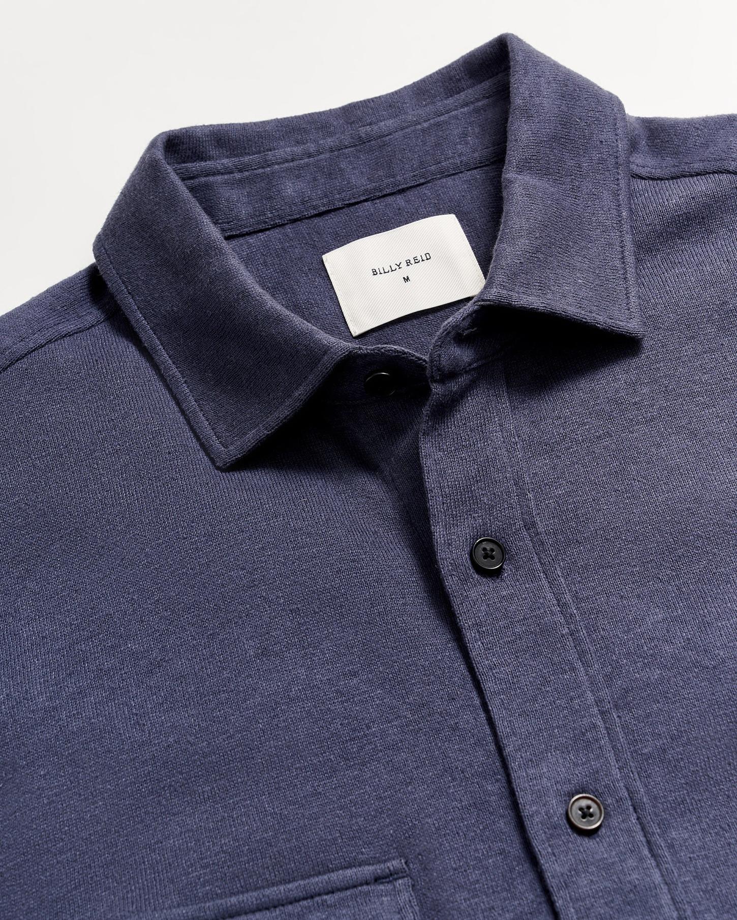 Men S/S Hemp Cotton Knit Shirt Navy | Billy Reid Shirting