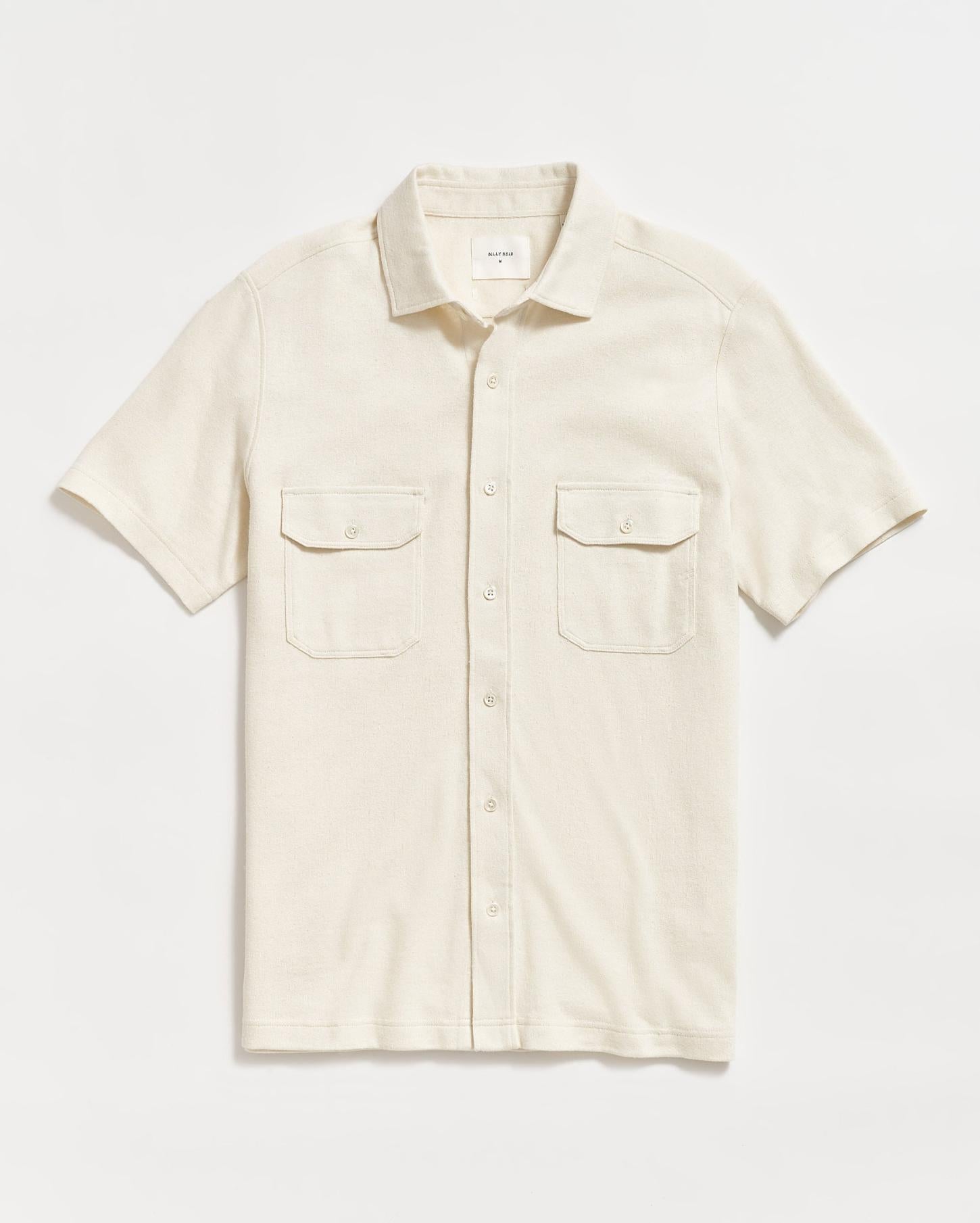 Men S/S Hemp Cotton Knit Shirt Tinted White | Billy Reid Shirting