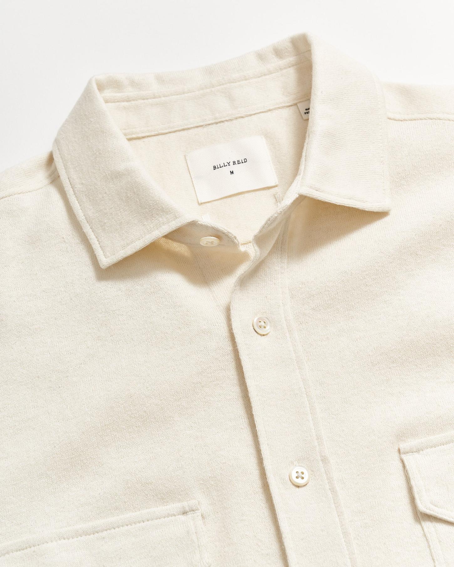 Men S/S Hemp Cotton Knit Shirt Tinted White | Billy Reid Shirting