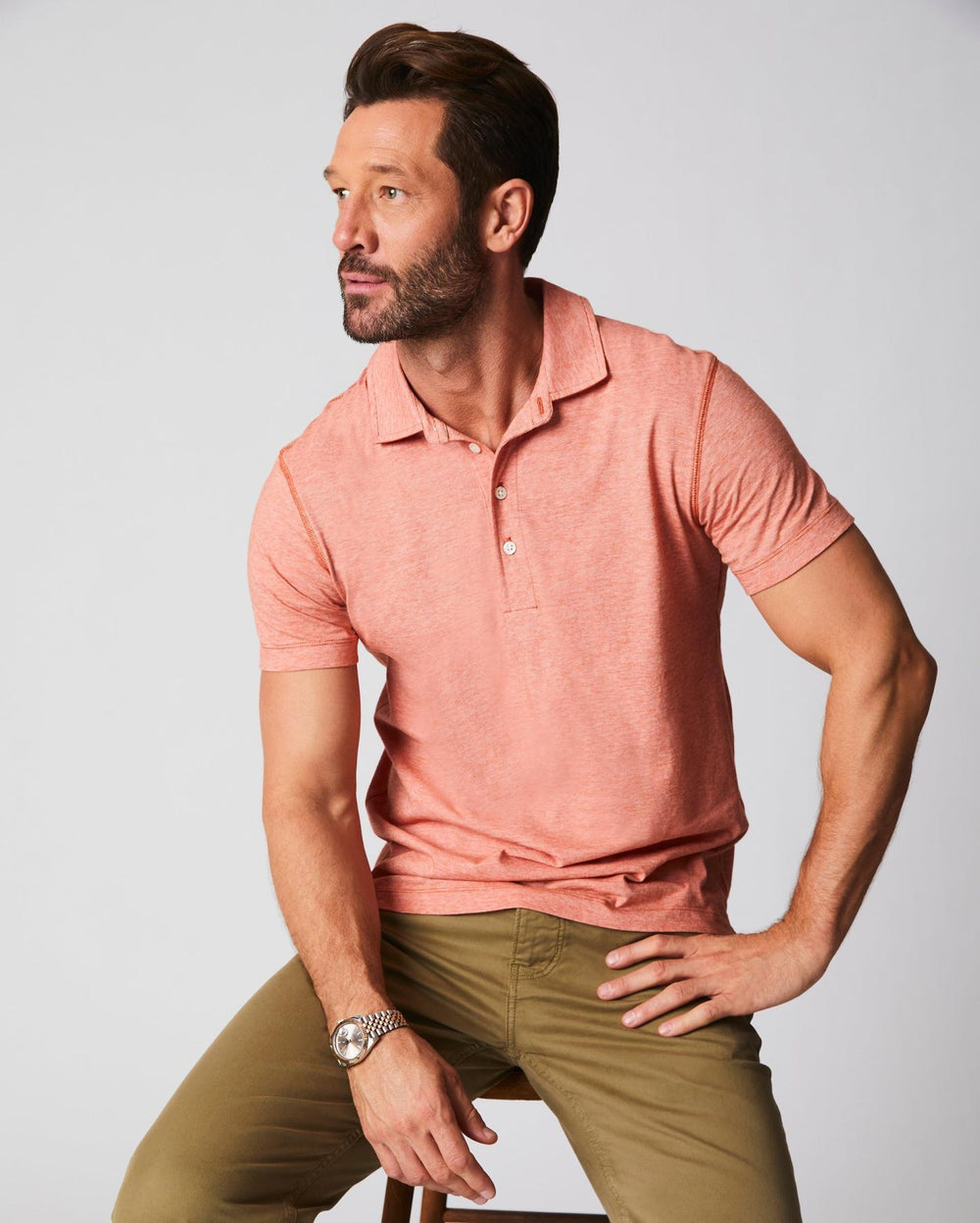 Men Stripe Pensacola Polo Burnt Red | Billy Reid Polos, Tees &amp; Henleys