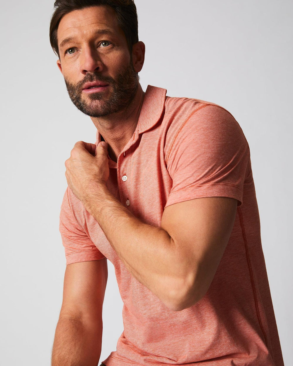 Men Stripe Pensacola Polo Burnt Red | Billy Reid Polos, Tees &amp; Henleys