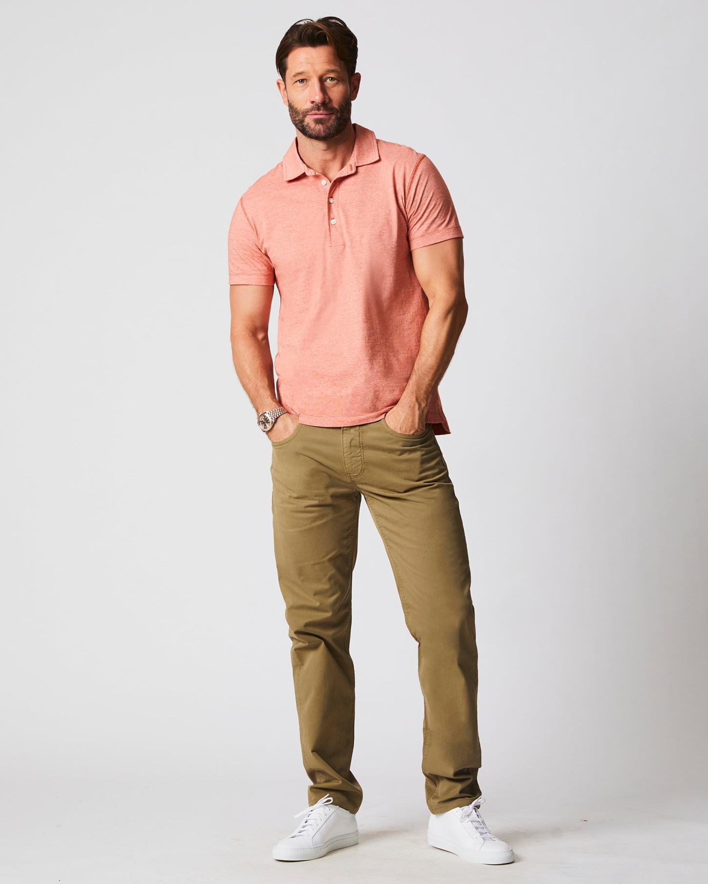 Men Stripe Pensacola Polo Burnt Red | Billy Reid Polos, Tees &amp; Henleys