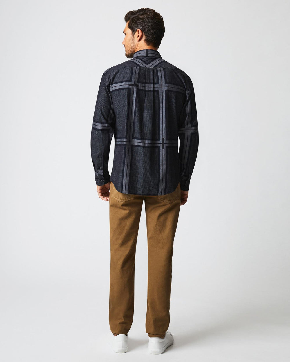 Men Textured Plaid Msl 1-Pocket Shirt Black/dark Brown | Billy Reid Shirting