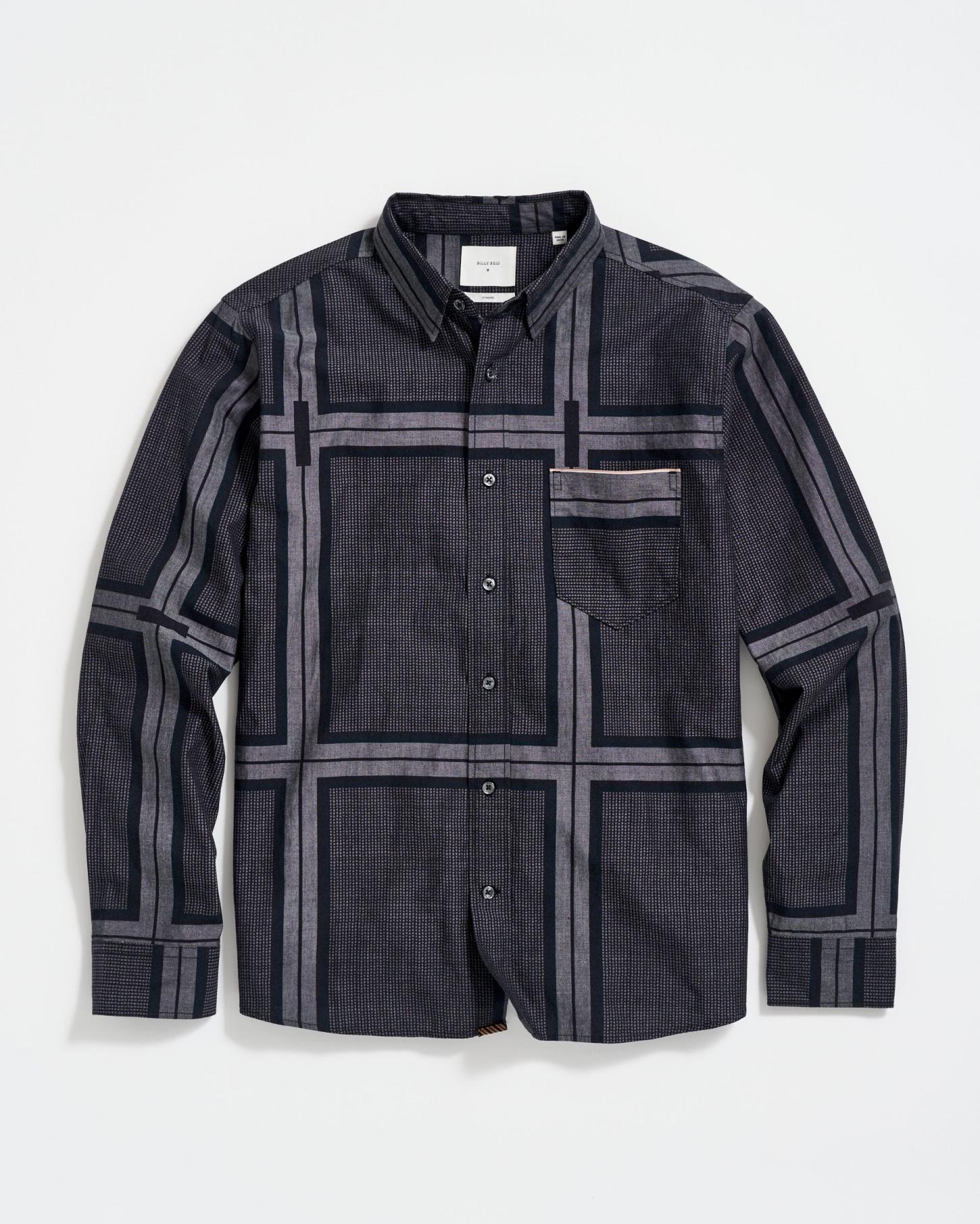 Men Textured Plaid Msl 1-Pocket Shirt Black/dark Brown | Billy Reid Shirting