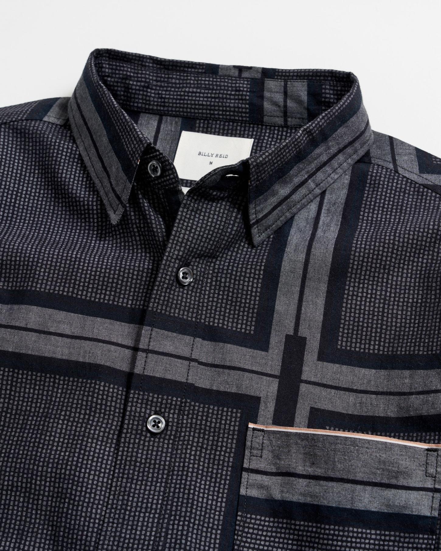 Men Textured Plaid Msl 1-Pocket Shirt Black/dark Brown | Billy Reid Shirting