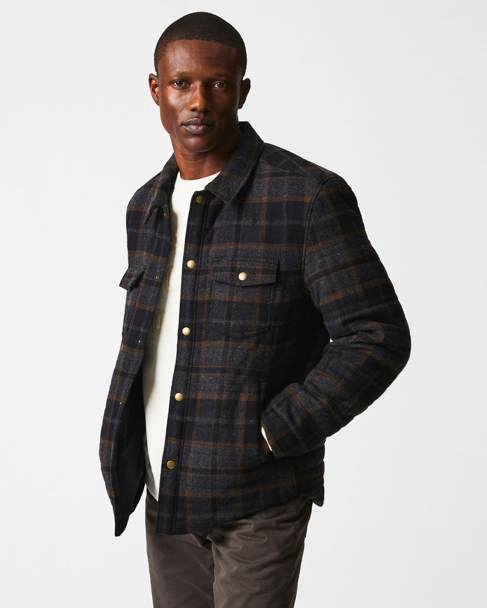Men Theo Shirt Jacket Black/charcoal | Billy Reid Jackets &amp; Outerwear