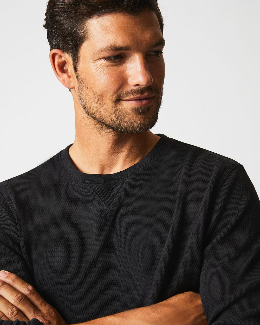 Men Thermal L/S Crew Black | Billy Reid Sweaters &amp; Sweatshirts