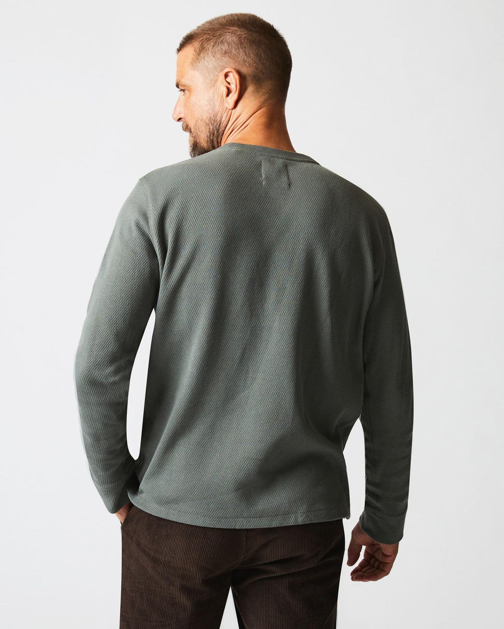 Men Thermal L/S Crew Washed Grey | Billy Reid Sweaters &amp; Sweatshirts