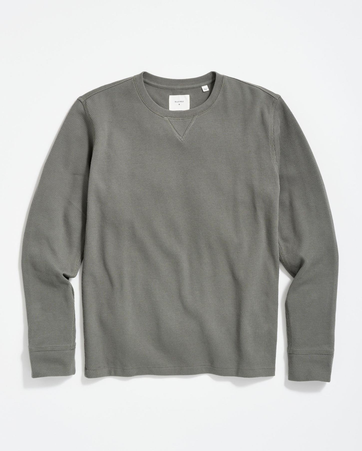 Men Thermal L/S Crew Washed Grey | Billy Reid Sweaters &amp; Sweatshirts