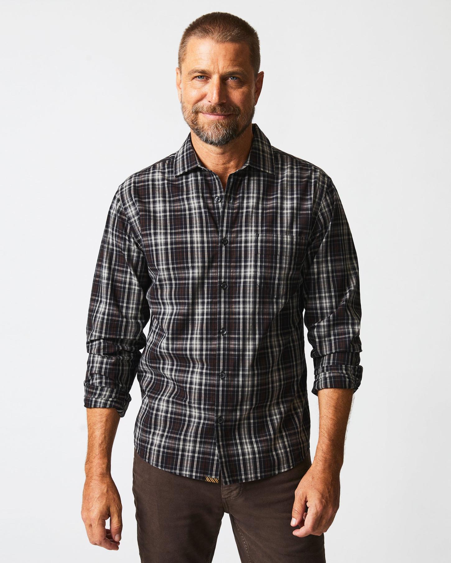 Men Tonal Plaid Tuscumbia Shirt Black/multi | Billy Reid Shirting