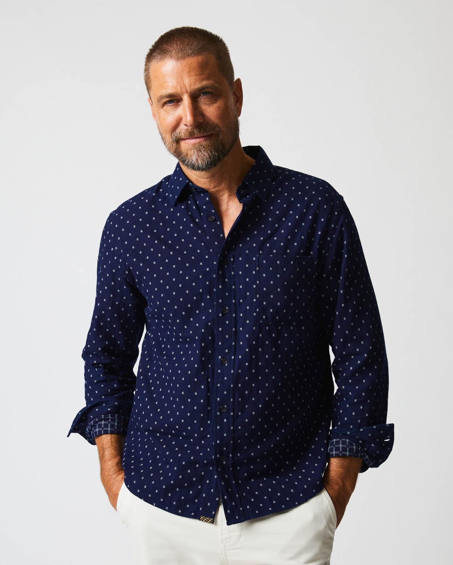 Men Tuscumbia Shirt Indigo/white | Billy Reid Shirting