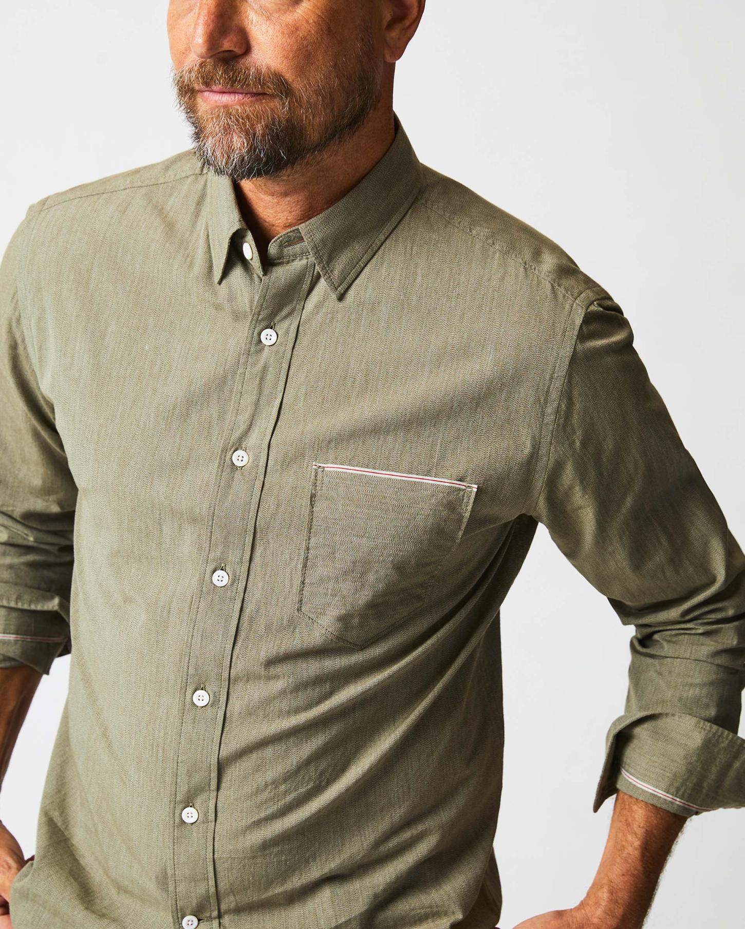 Men Twisted Msl 1-Pocket Shirt Olive | Billy Reid Shirting