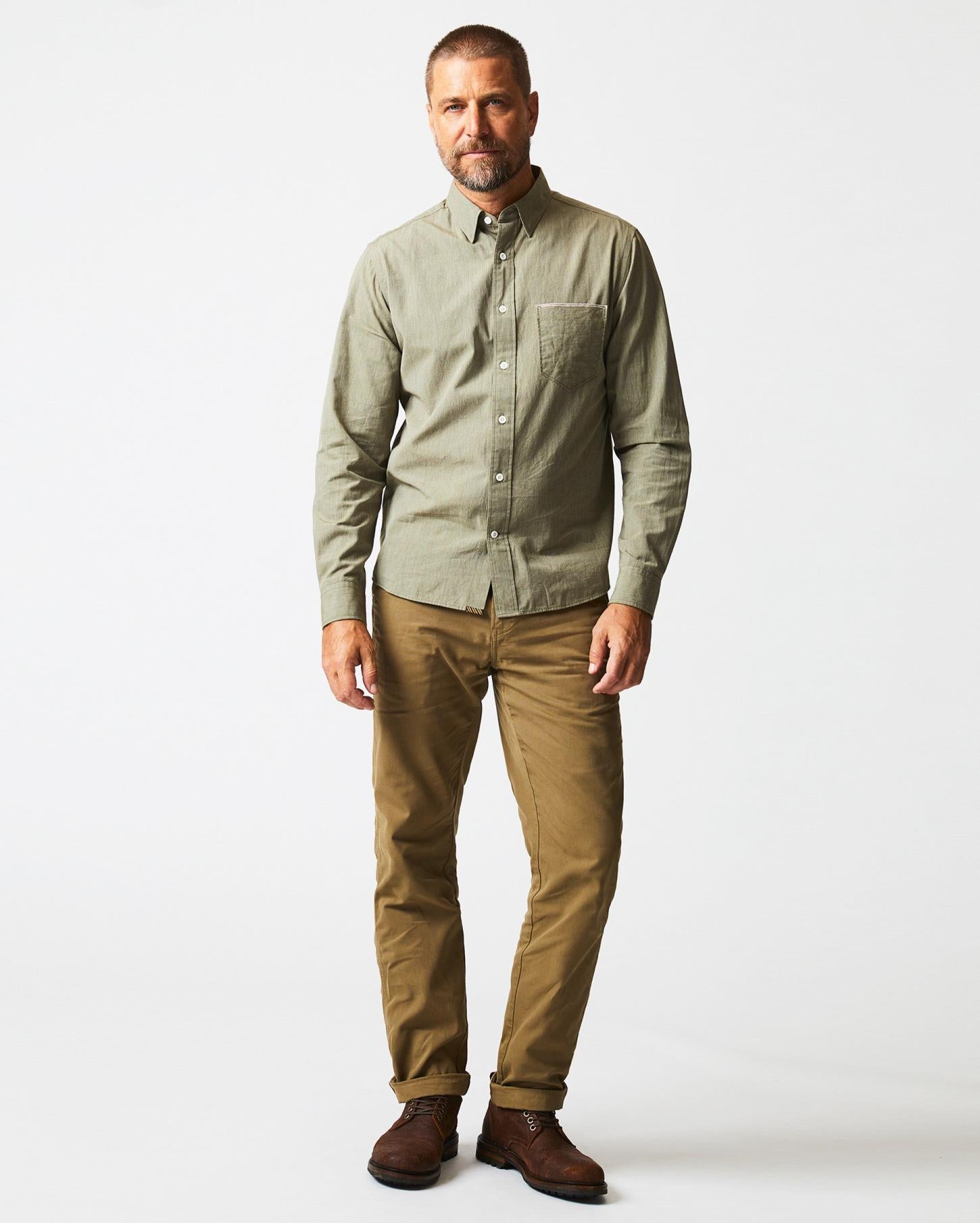 Men Twisted Msl 1-Pocket Shirt Olive | Billy Reid Shirting