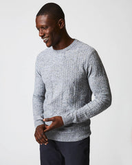 Men Weave Sweater Crew Light Grey Marled | Billy Reid Sweaters &amp; Sweatshirts