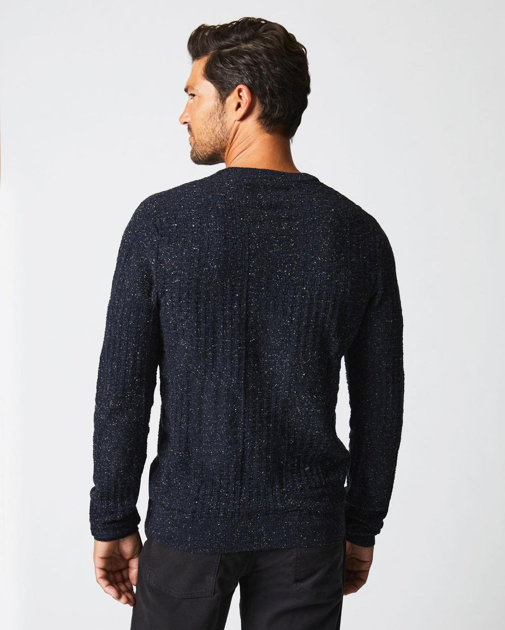 Men Weave Sweater Crew Navy Marled | Billy Reid Sweaters &amp; Sweatshirts