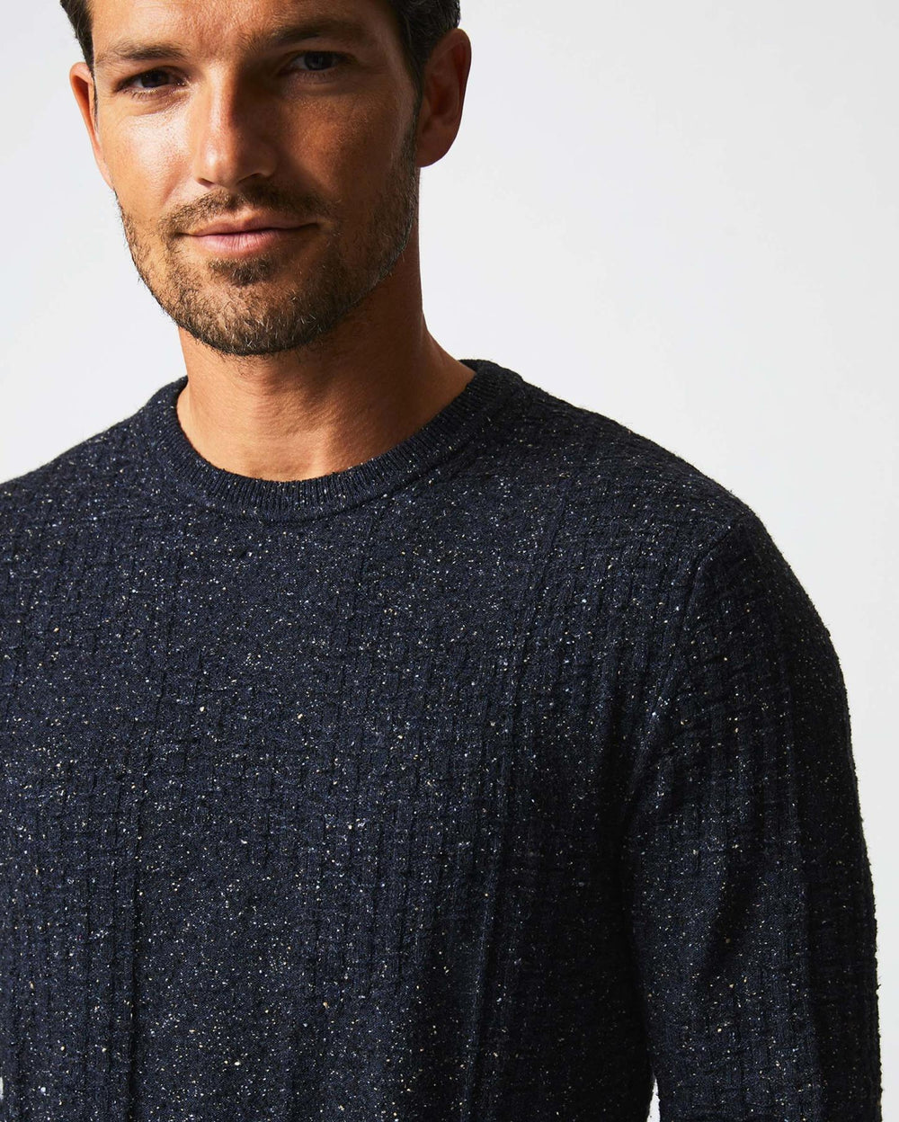 Men Weave Sweater Crew Navy Marled | Billy Reid Sweaters &amp; Sweatshirts