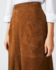 Women A-Line Suede Skirt Cognac | Billy Reid Bottoms