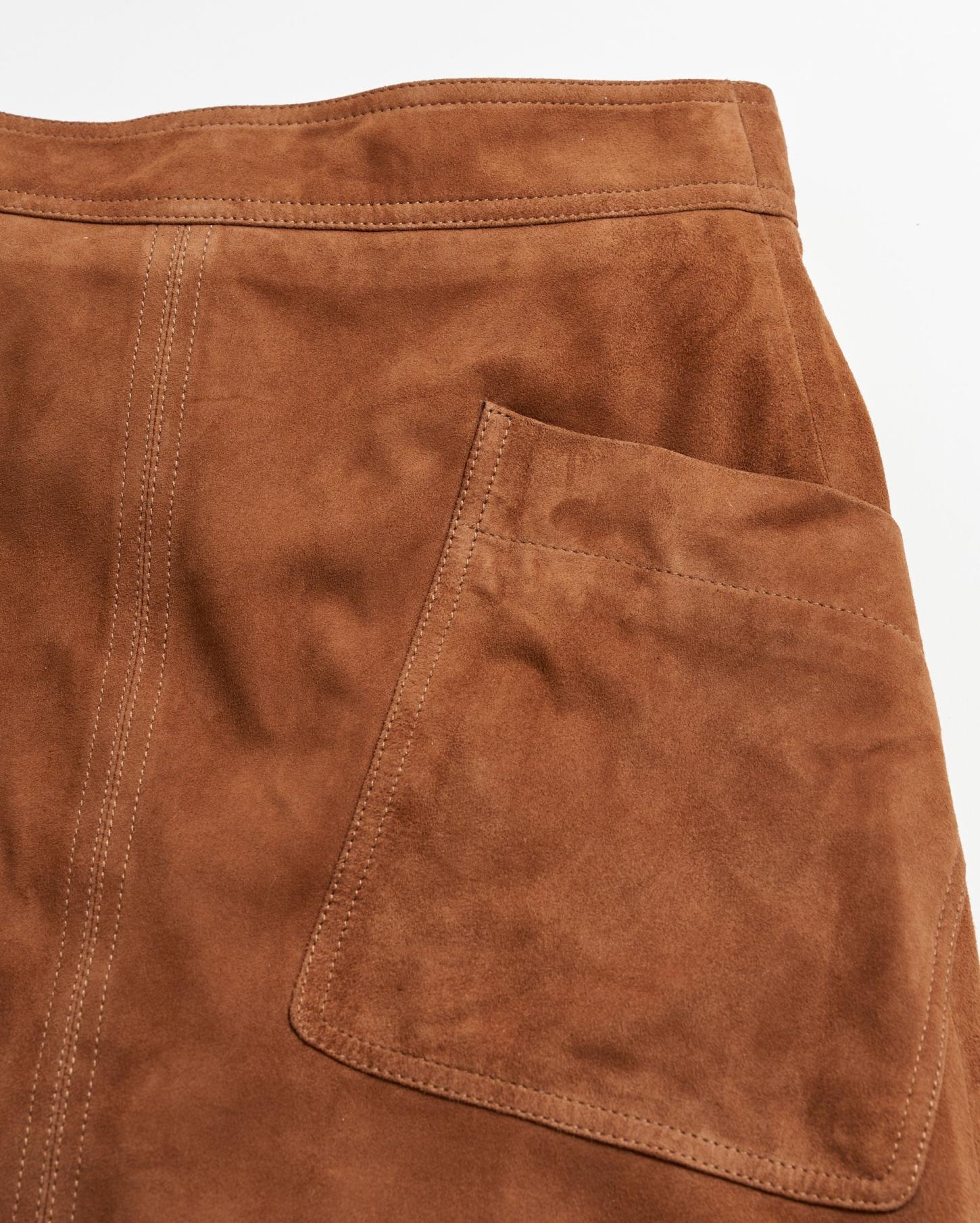 Women A-Line Suede Skirt Cognac | Billy Reid Bottoms