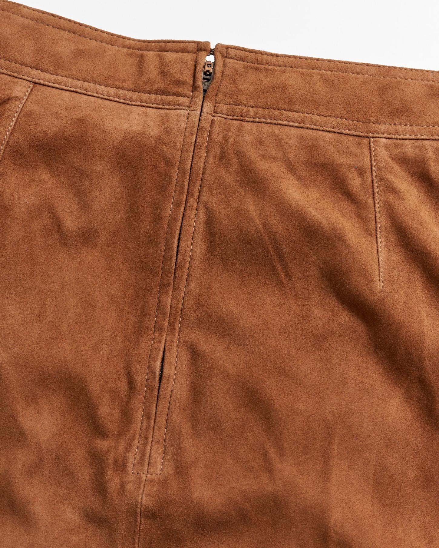 Women A-Line Suede Skirt Cognac | Billy Reid Bottoms