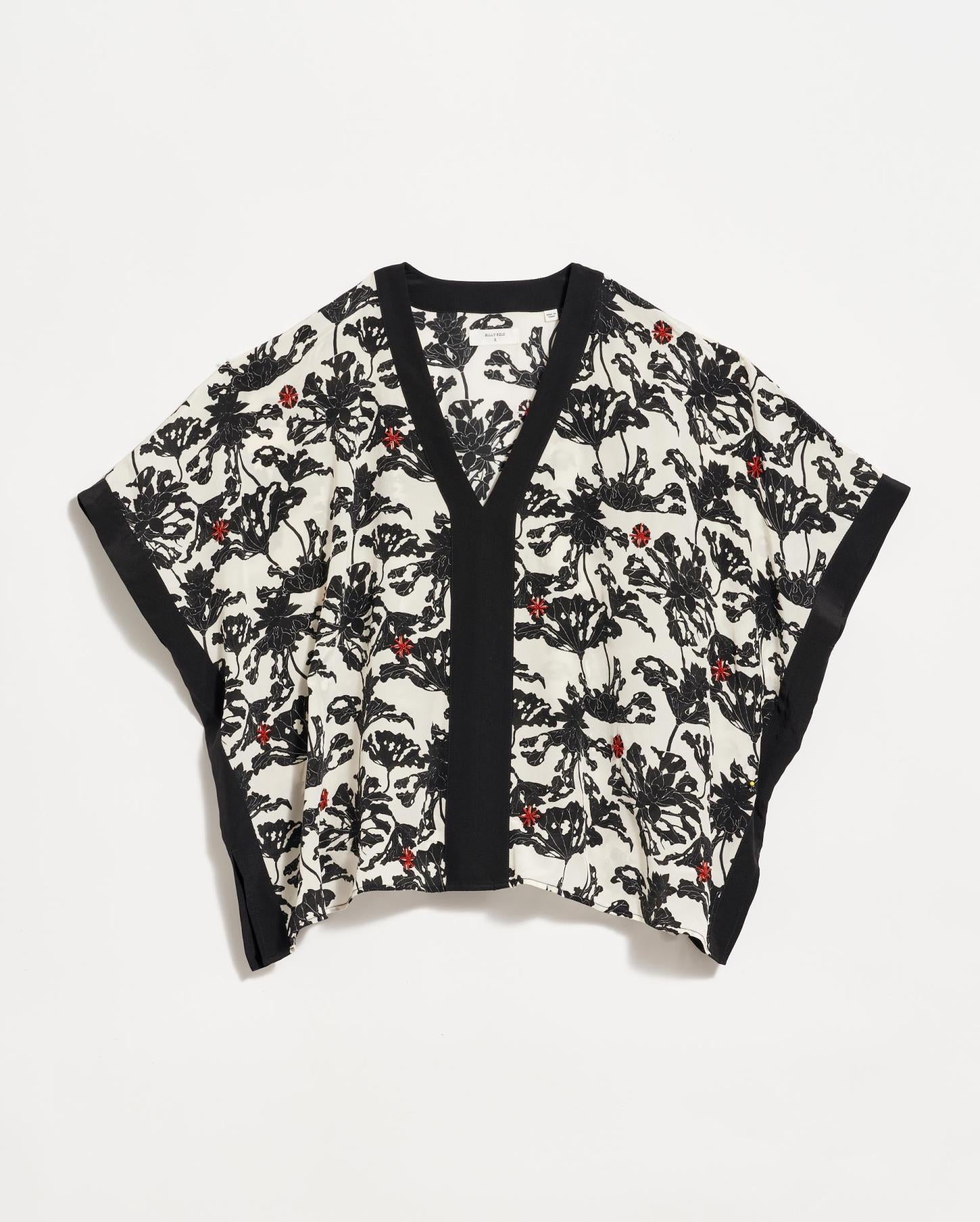 Women Banded Kaftan Blouse Black/white | Billy Reid Tops