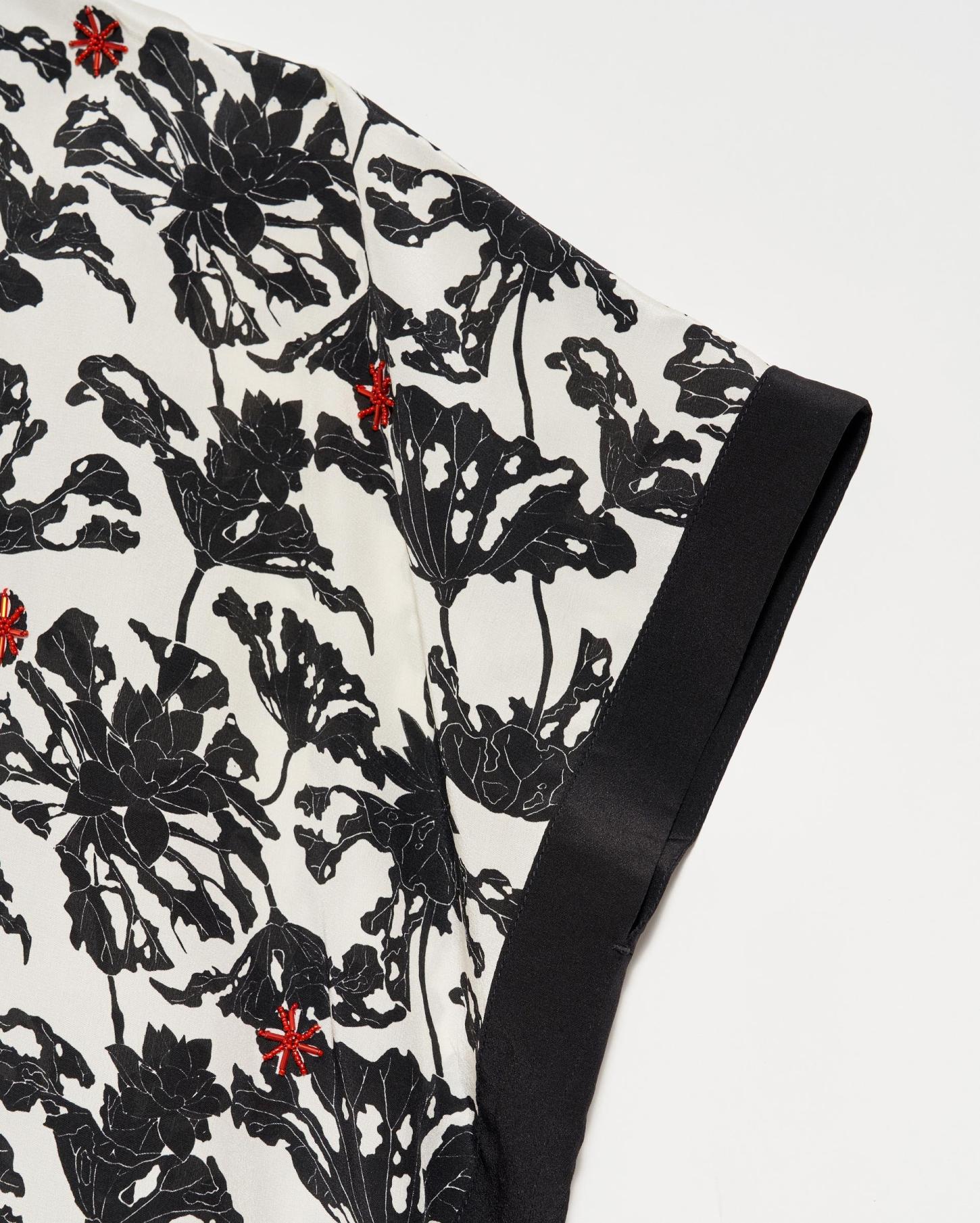 Women Banded Kaftan Blouse Black/white | Billy Reid Tops