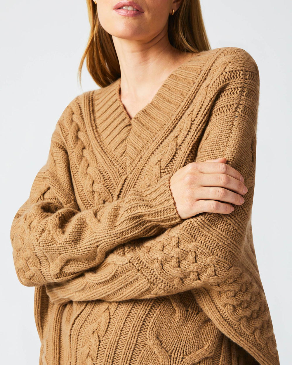 Women Bias Cable Sweater Camel | Billy Reid Sweaters &amp; Knits