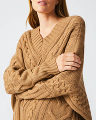 Women Bias Cable Sweater Camel | Billy Reid Sweaters &amp; Knits
