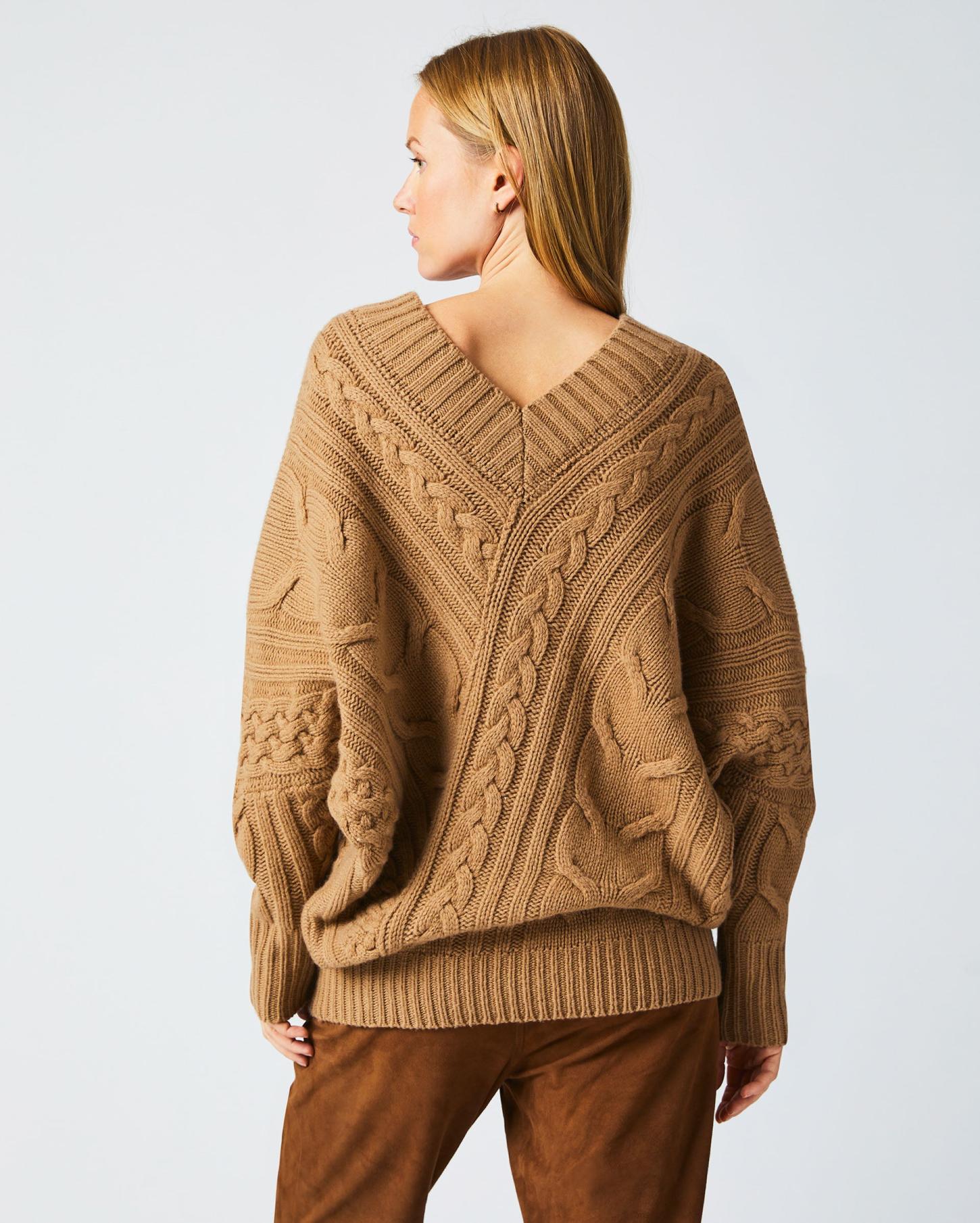 Women Bias Cable Sweater Camel | Billy Reid Sweaters &amp; Knits